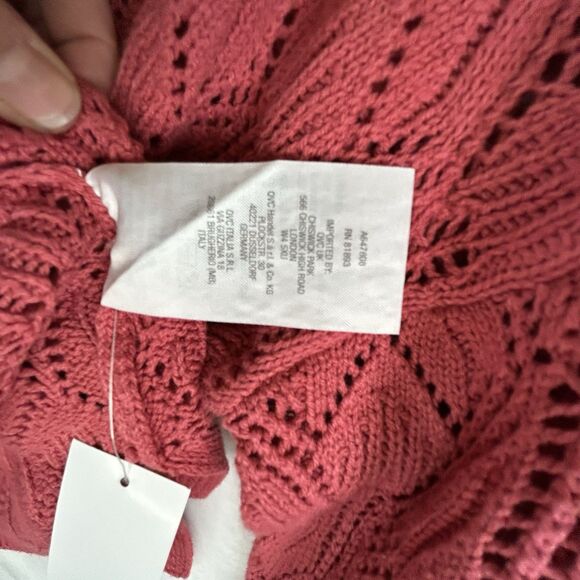 NWT Pink VNeck Sweater Granny Cottage Cozy Core Peace Love World Women’s Sz L - Picture 5 of 12